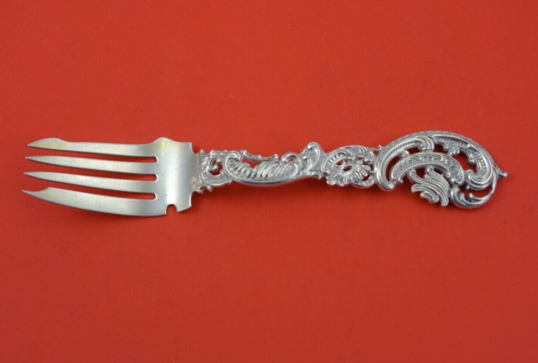 Durgin Du Barry Sterling Silver Cold Meat Fork 8 3/8 inches Antique (1 of 2)