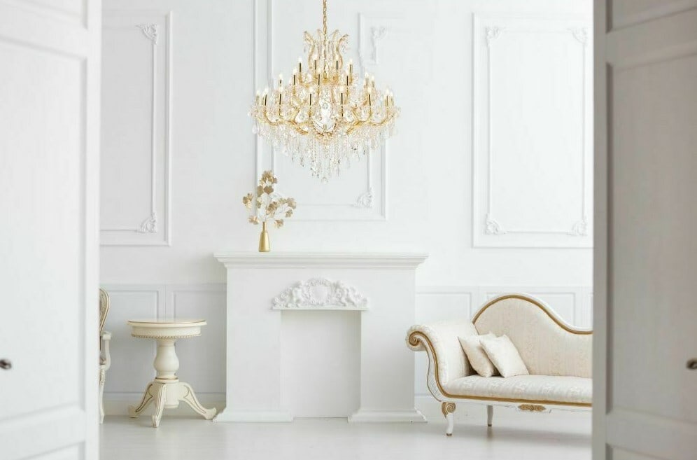 Maria Theresa 37-Light Gold Crystal Chandelier 44 Inch Round Adjustable Ceiling Fixture (1 of 9)