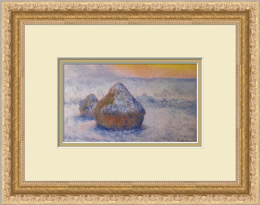 Claude Monet Haystacks Setting Sun Custom Framed Art Print (1 of 2)