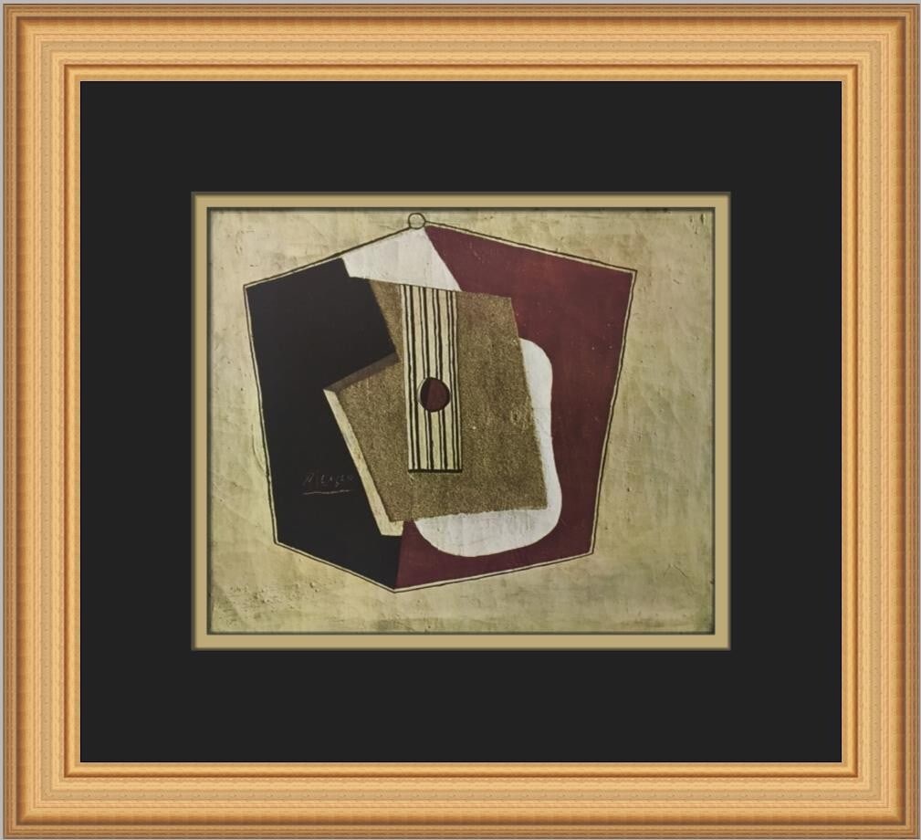 Pablo Picasso Guitar Custom Framed Print 1977 Abstract Art: Pablo Picasso Guitar Custom Framed Print 1977 Abstract Art This stunning custom framed print by Pablo Picasso features the iconic subject of a guitar, created in 1977. The artwork showcases a blend of
