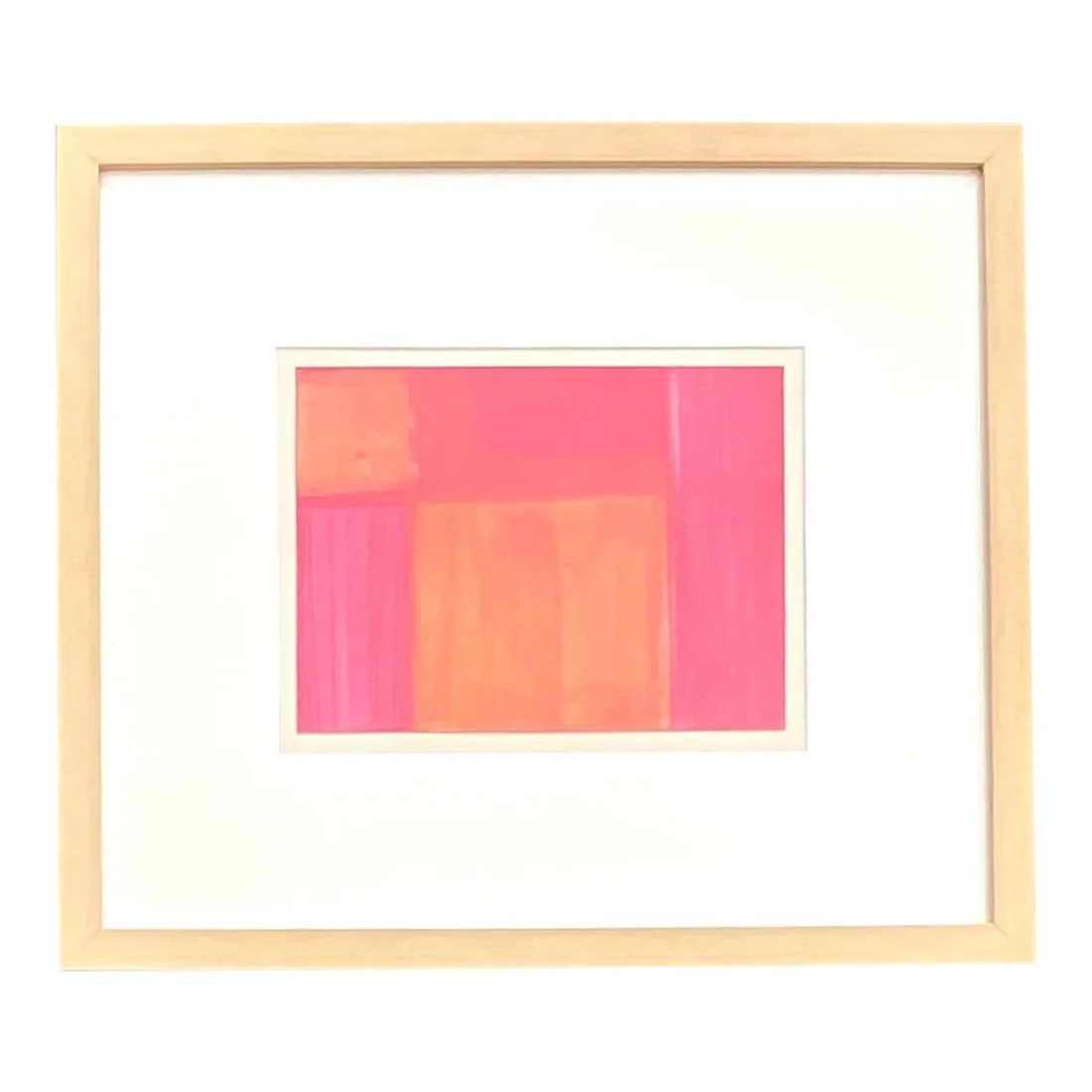 Signed Vintage Boho Mixed Media Oil Painting 24 x 21 Bright Pink (1 of 4)