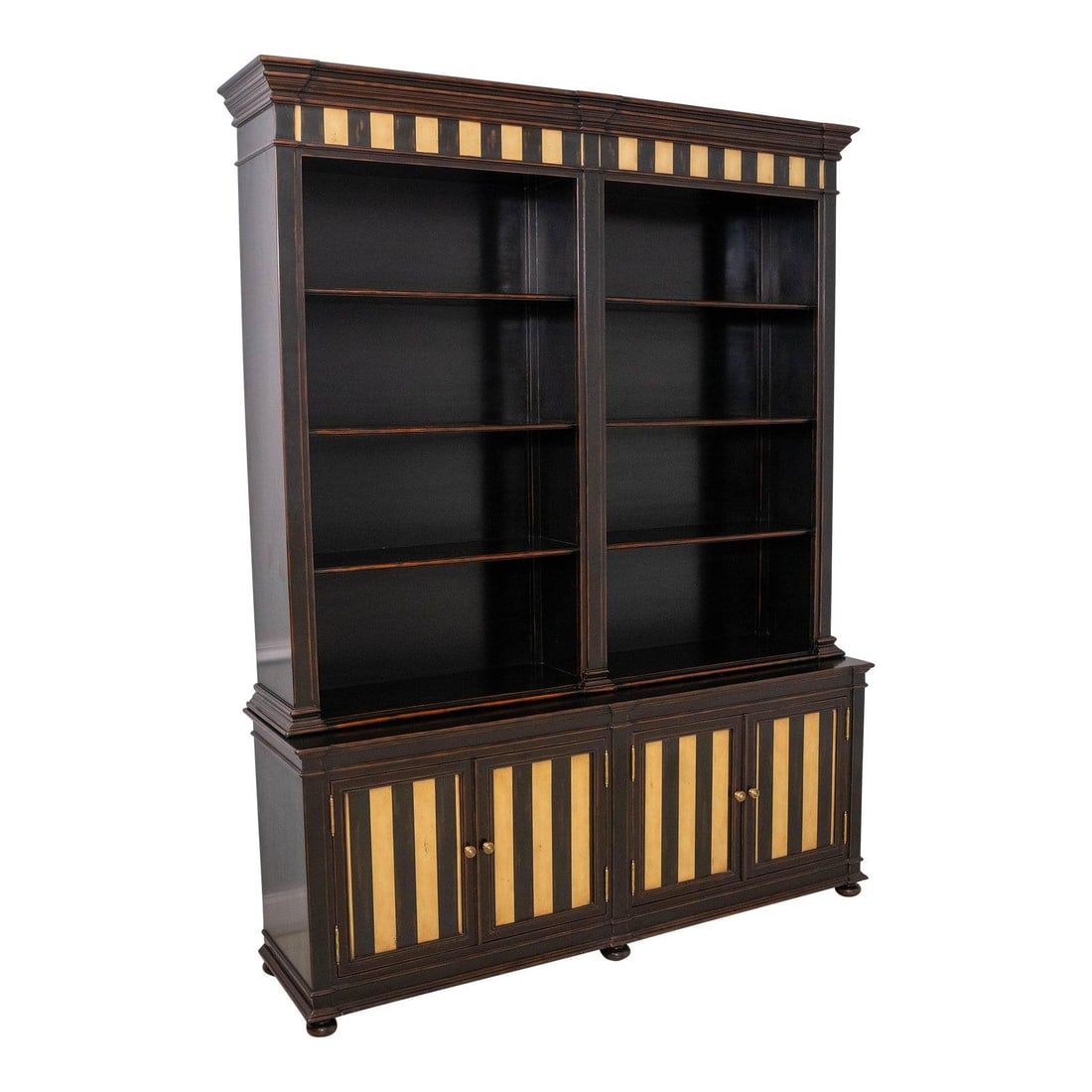 Theodore Alexander Ebonized Country French Bookcase Hutch Mahogany 2 Piece (1 of 10)