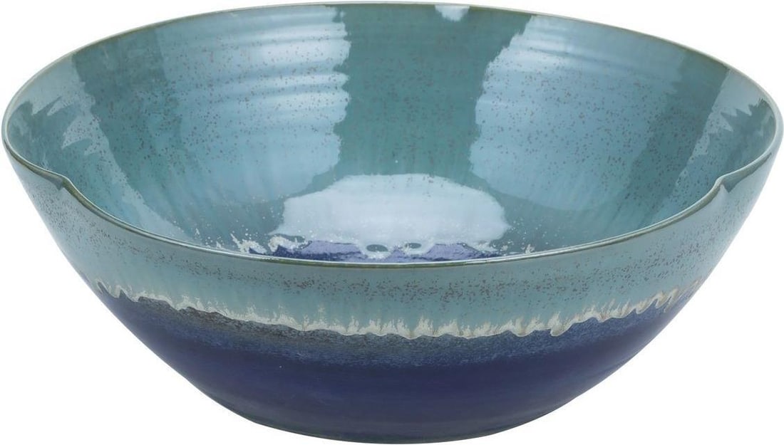 Handmade Ceramic Cream Bowl Blue Green Reactive Glaze 7 x 20 x 20 (1 of 4)
