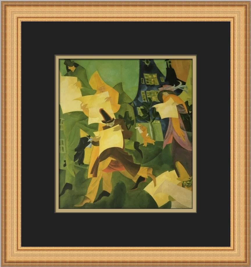 Lyonel Feininger Newspaper Readers Custom Framed Print 14x14 Expressionism Art (1 of 2)