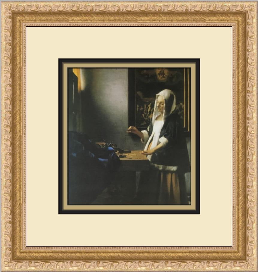 Johannes Vermeer The Weighing of the Pearls Custom Framed Art Print (1 of 2)