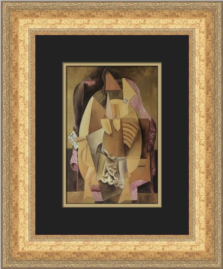 Pablo Picasso Portrait of a Woman Custom Framed Print 1996: Pablo Picasso Portrait of a Woman Custom Framed Print 1996 Enhance your art collection with this stunning custom framed print titled "Portrait of a Woman in an Armchair" by Pablo Picasso. This medium-