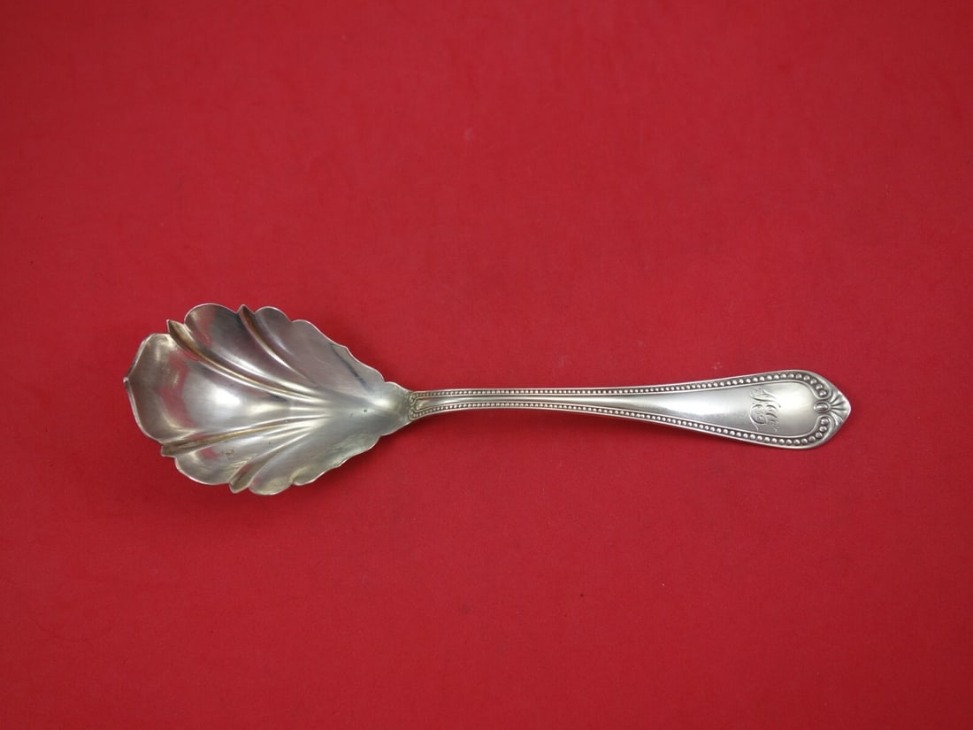 Ball Black & Co Sterling Silver Beaded Fluted Serving Spoon 8 1/4" (1 of 2)