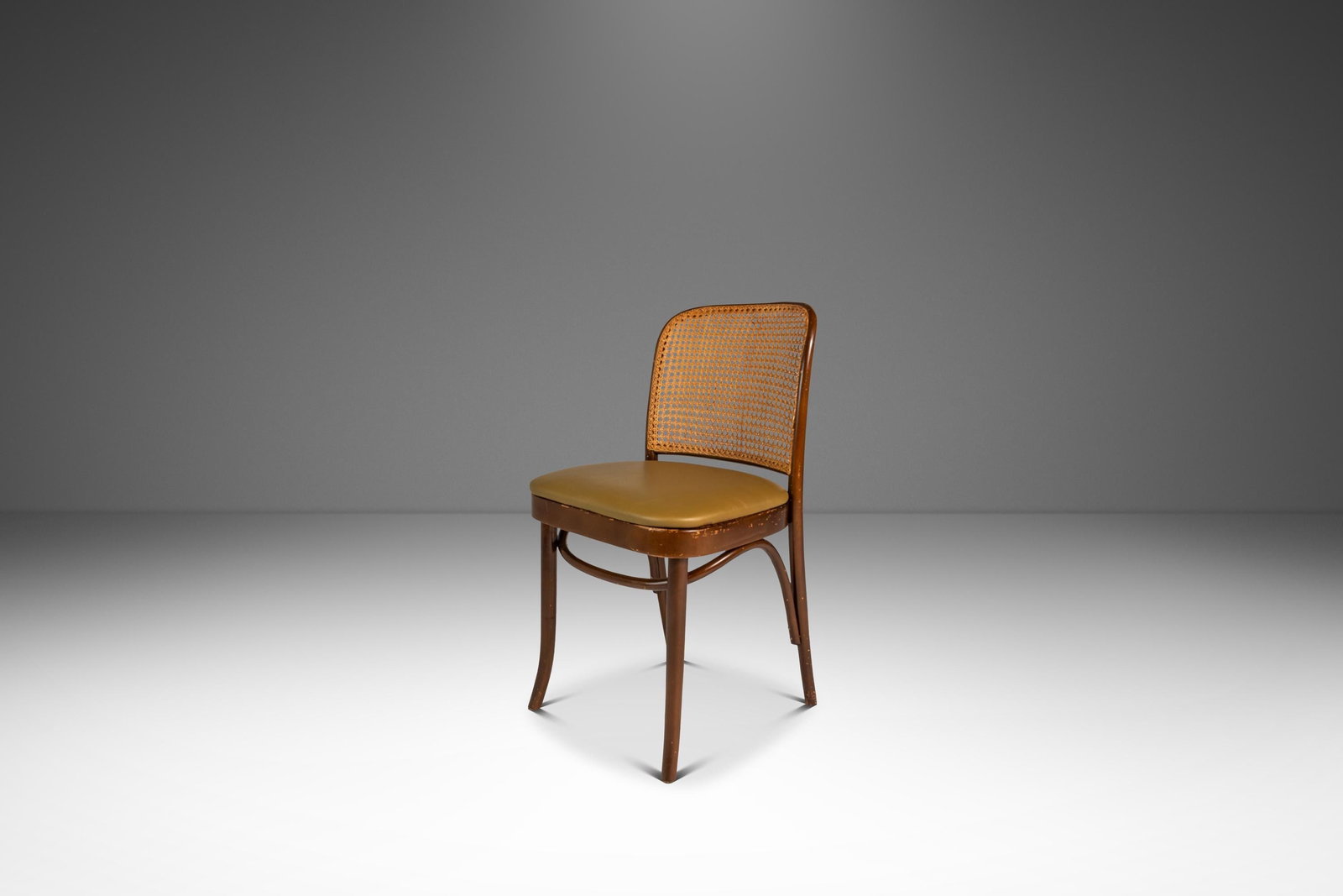 Mid-Century Walnut and Leather Prague 811 Bentwood Side Chair by Josef Frank for Stendig (1 of 18)