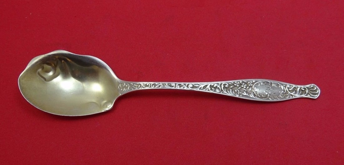 Towle Sterling Silver Gold Washed Ice Cream Spoon Monogrammed 5.5" (1 of 1)