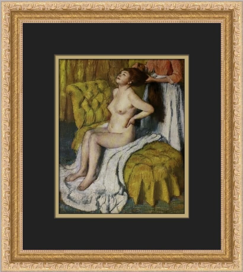 Edgar Degas A Women Having Her Hair Combed Custom Framed Print 15 x 13: Edgar Degas A Women Having Her Hair Combed Custom Framed Print 15 x 13 This exquisite custom framed print features Edgar Degas's artwork titled 'A Woman Having Her Hair Combed.' The print is an open e