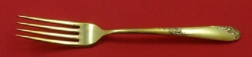 Lunt Sweetheart Rose Vermeil Fork 7 1/4 inch Sterling Silver (1 of 1)