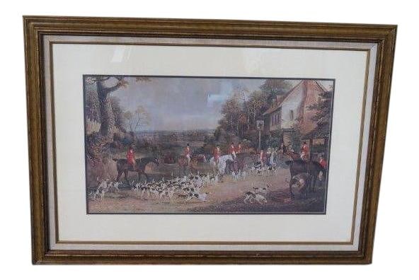 Large Framed Hunt Scene Decorative Print 42 x 30 (1 of 8)