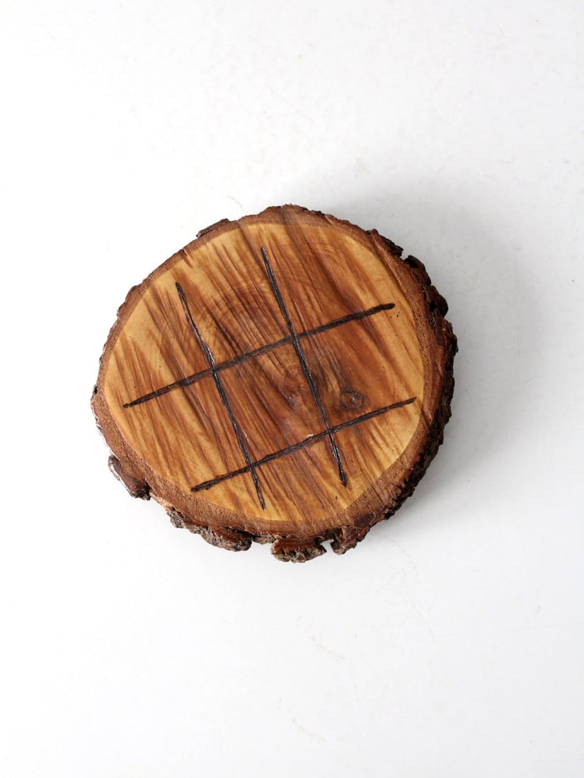 Vintage Rustic Wood Slice Tic Tac Toe Game for Cabin Decor (1 of 11)