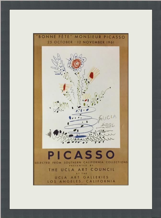 Pablo Picasso Bonne Fete Custom Framed Abstract Print 18x14: Pablo Picasso Bonne Fete Custom Framed Abstract Print 18x14 This exquisite custom framed print titled 'Bonne Fete' Monsieur Picasso showcases the iconic style of Pablo Picasso, a master of Abstract Cu