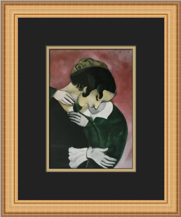 Marc Chagall Lovers in Pink Custom Framed Print 1997 Impressionism (1 of 2)