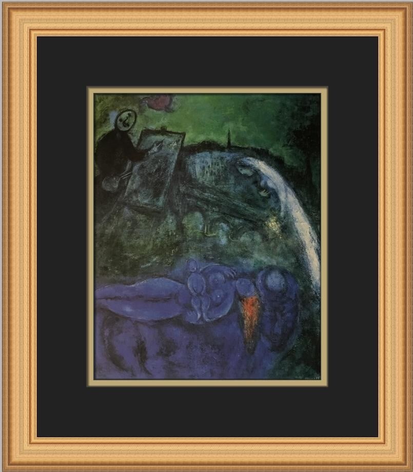 Marc Chagall Pont Neuf Custom Framed Print 1973 Art: Marc Chagall Pont Neuf Custom Framed Print 1973 Art This stunning custom framed print titled 'Pont Neuf' by renowned artist Marc Chagall captures the essence of Cubism, Expressionism, and Impressionis