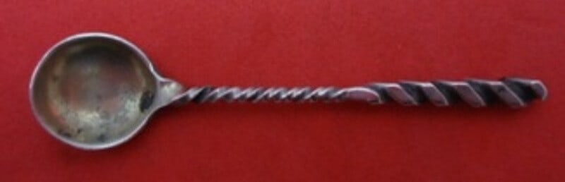 Whiting Square Twist #5 Gold Washed Sterling Silver Salt Spoon 2 1/2" (1 of 2)