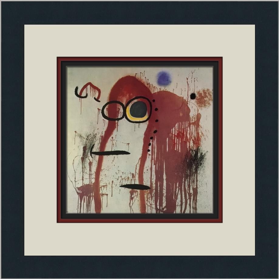 Joan Miro Woman and Bird I Custom Framed Offset Lithograph Print 13x13 (1 of 2)