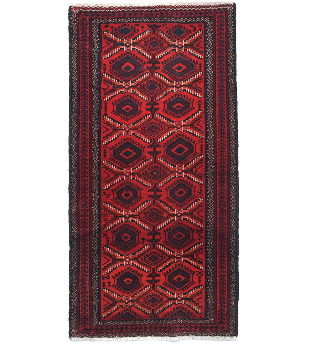 Handmade Vintage Red Tribal Geometric Wool Rug 3'1 x 5'11: Handmade Vintage Red Tribal Geometric Wool Rug 3'1 x 5'11 Enhance your space with this stunning handmade oriental rug featuring a vibrant red tribal geometric design. Measuring 3'1" x 5'11" (approxima