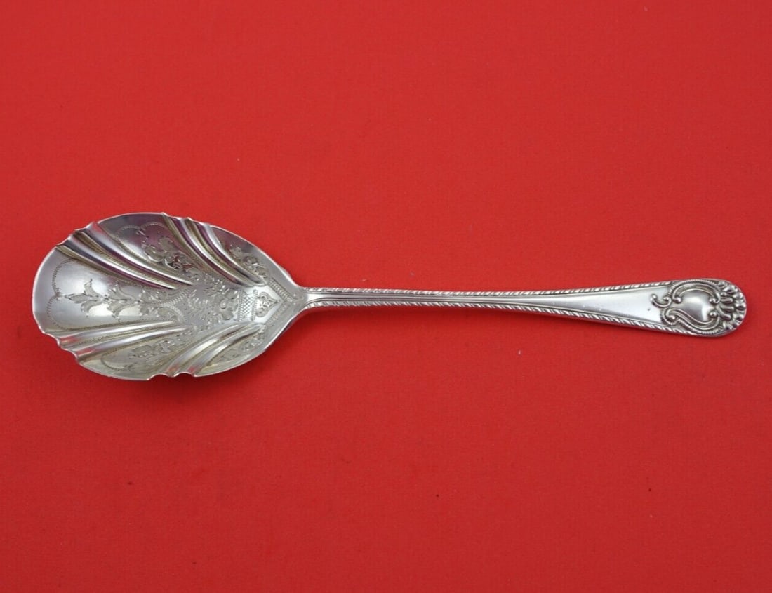Josiah Williams & Co Victorian Sterling Silver Preserve Spoon 7.5 Fluted (1 of 3)