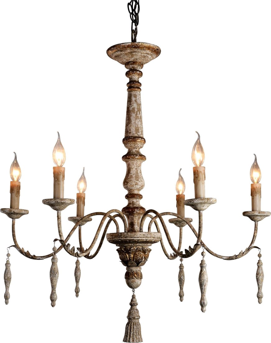 Terracotta Maura 6-Light Washed White Chandelier with Gold Accents (1 of 1)