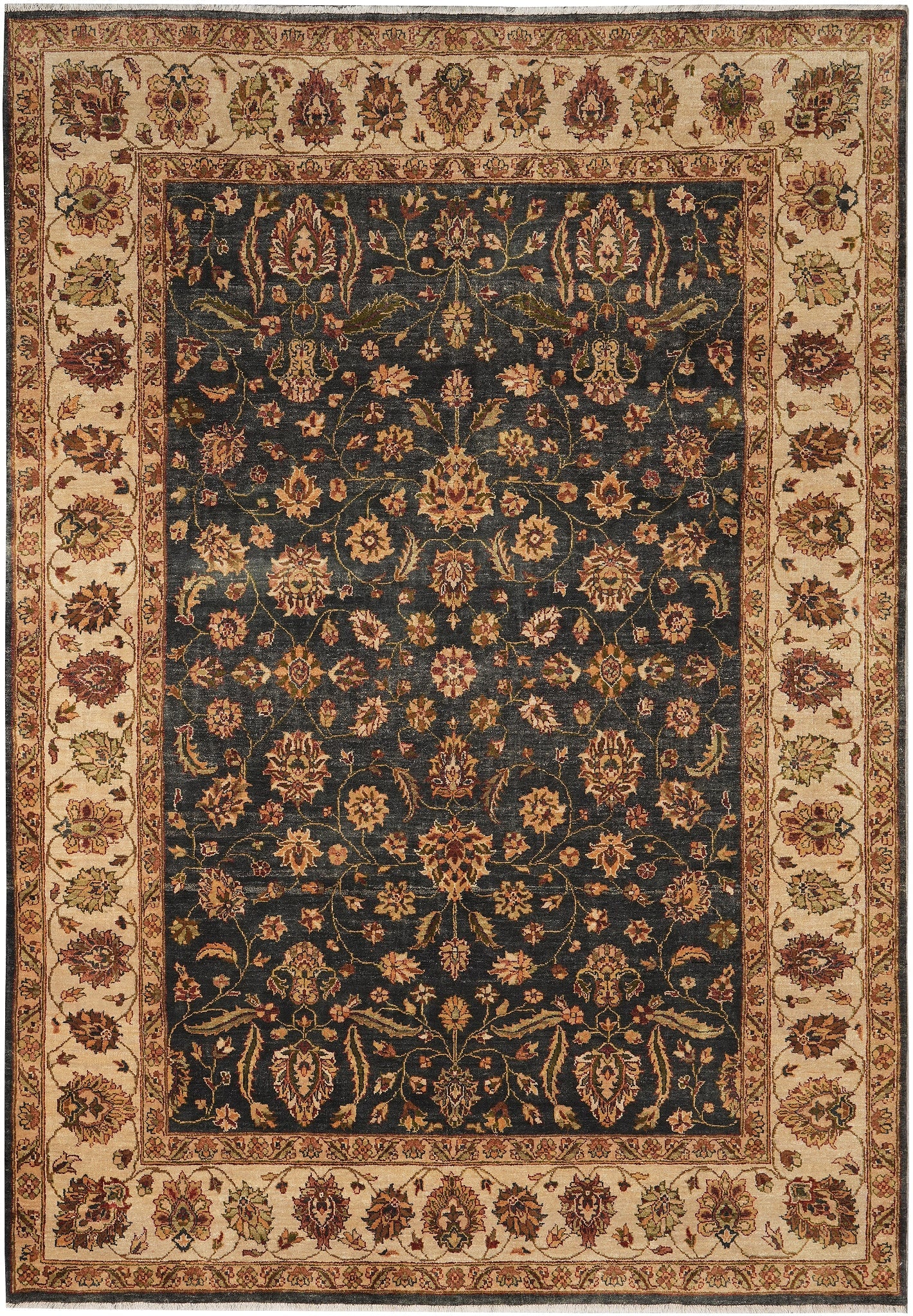 8 x 11.5 Handmade Jaipur Rug Dark Green Wool Floral Medallion: 8 x 11.5 Handmade Jaipur Rug Dark Green Wool Floral Medallion Free continental US Shipping This 8 x 11.5 dark green handmade Jaipur rug features traditional hand-knotted craftsmanship using premium qu