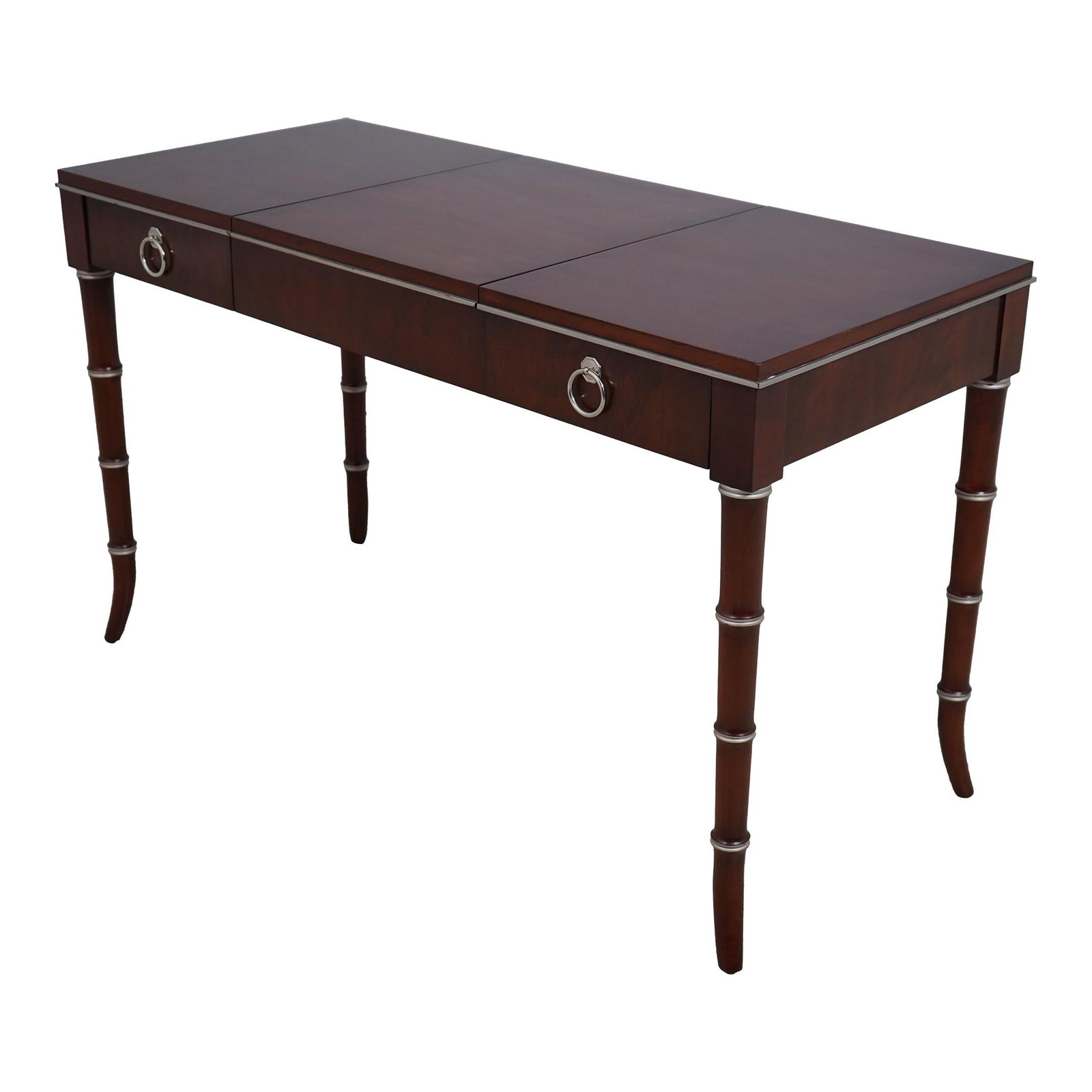 Kindel Cherry Bamboo Form Dressing Vanity with Nickel Trim and Mirror (1 of 10)