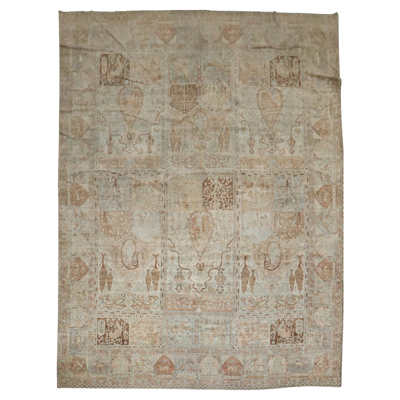 Zabihi Collection Antique Agra Indian Garden Animal Rug 11' x 14'3 (1 of 13)