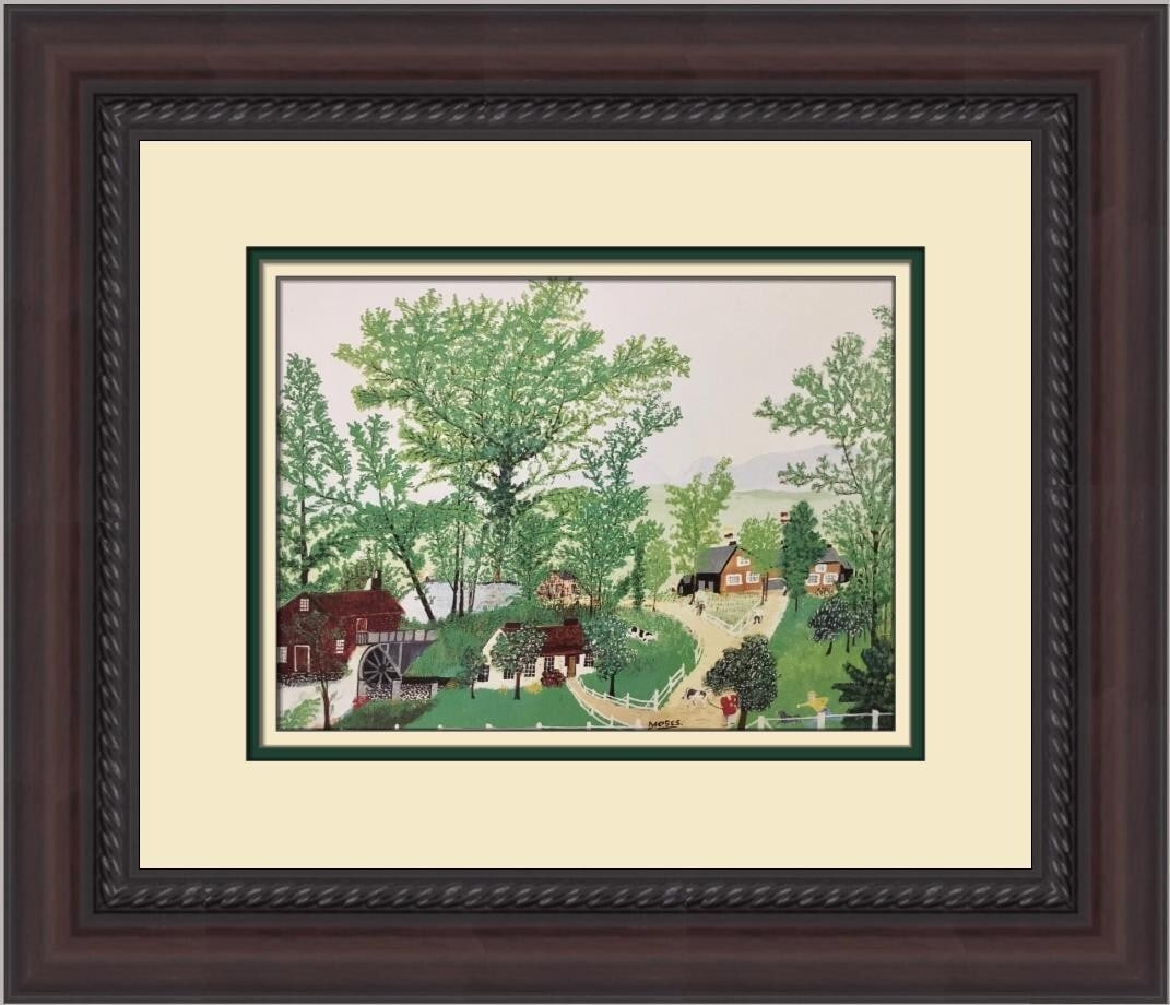 Grandma Moses The Spillway Custom Framed Folk Art Print 15 x 17 (1 of 2)