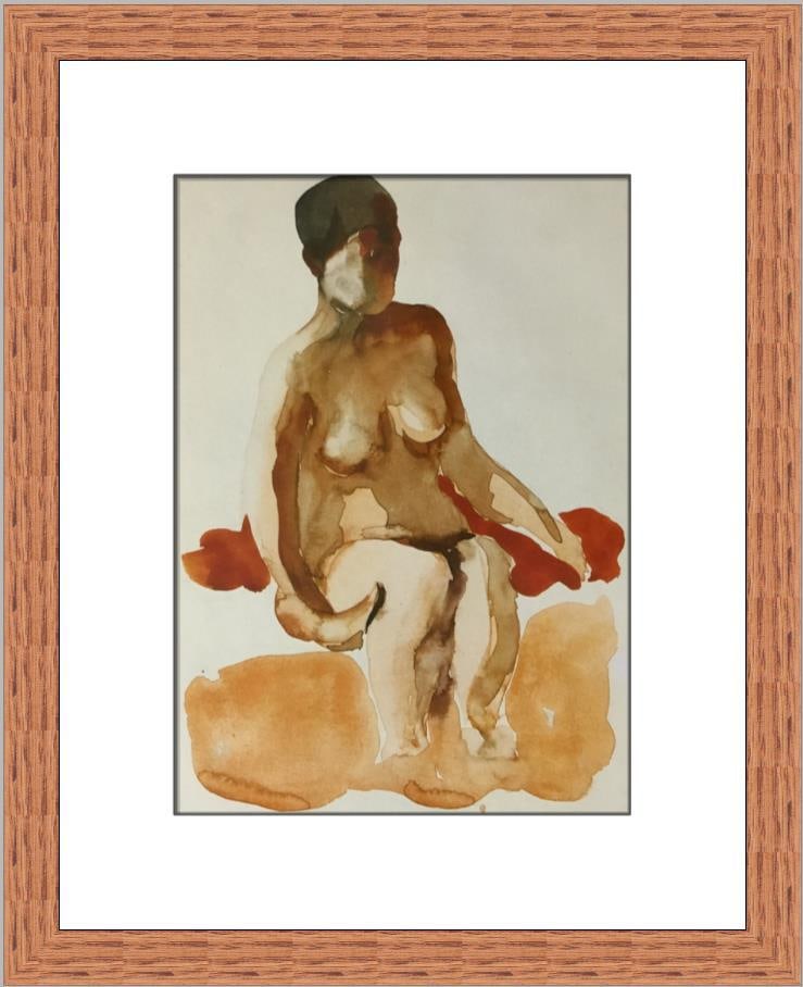 Georgia O'Keeffe Seated Nude X Custom Framed Art Print: Georgia O'Keeffe Seated Nude X Custom Framed Art Print This stunning print titled "Seated Nude X" by renowned artist Georgia O'Keeffe showcases her unique modernist style. The artwork is a licensed re