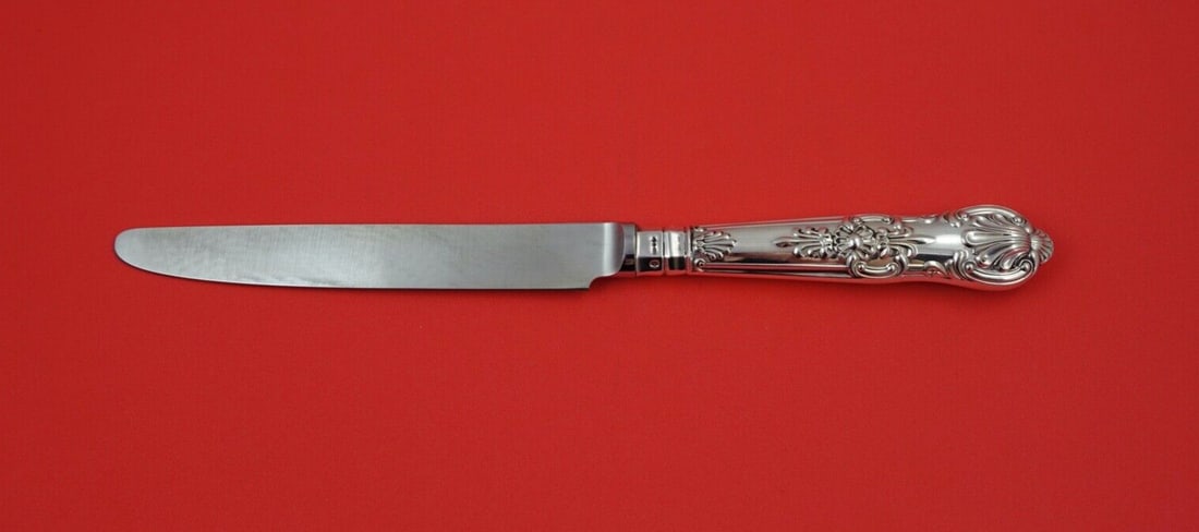 Asprey Bright Vine Sterling Silver Dinner Knife 9 7/8 Queens Pattern: Asprey Bright Vine Sterling Silver Dinner Knife 9 7/8 Queens Pattern Introducing the Bright Vine by Asprey Dinner Knife, meticulously crafted from sterling silver. This exquisite piece features a holl