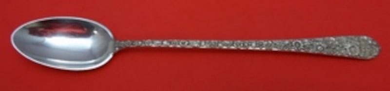 Sterling Silver Iced Tea Spoon Bridal Bouquet Pattern by Alvin 7.5 Inch: Sterling Silver Iced Tea Spoon Bridal Bouquet Pattern by Alvin 7.5 Inch This is a sterling silver iced tea spoon measuring 7 1/2 inches, crafted by Alvin in the Bridal Bouquet pattern. The spoon dates