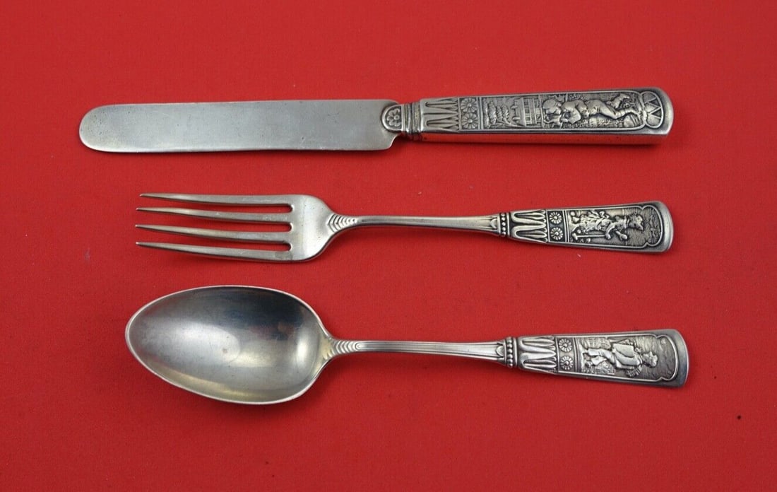 Gorham Piper Sterling Silver 3-Piece Junior Set Knife Fork Teaspoon (1 of 2)