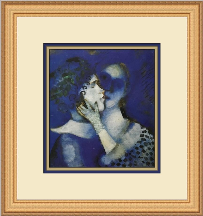 Marc Chagall The Lovers in Blue Custom Framed Print 14x14 (1 of 2)