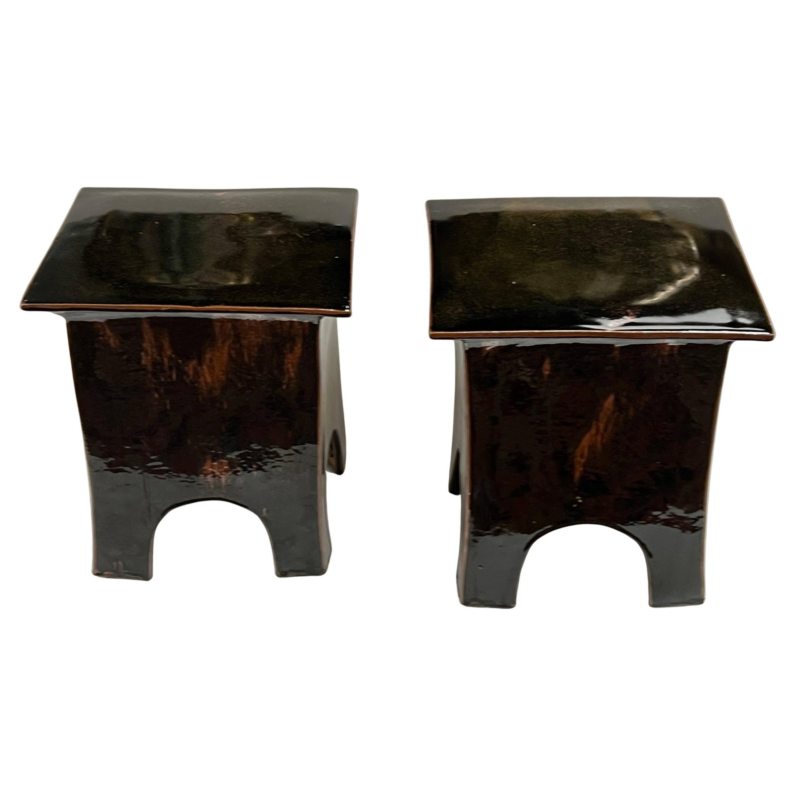 Set of 2 Glazed Ceramic Artist Stools Attributed to Eric O'Leary (1 of 10)