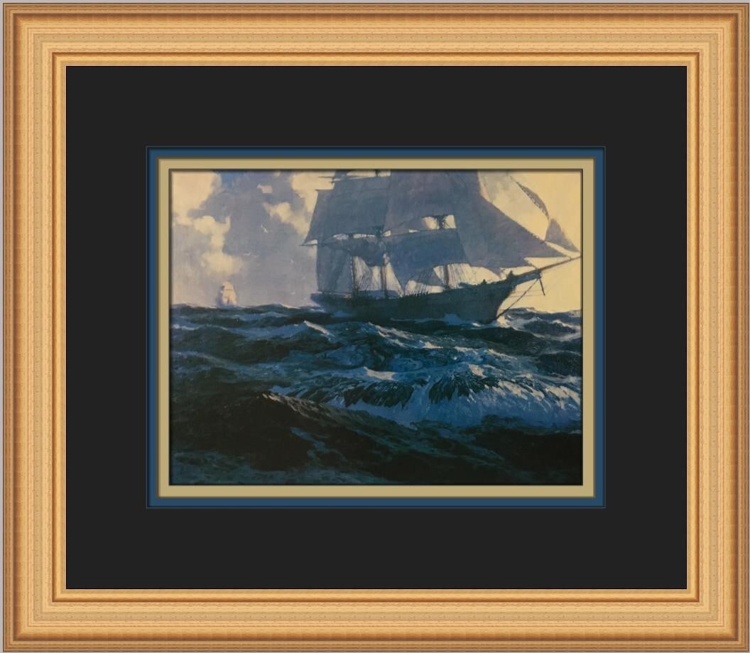 Gordon H Grant Windjammer Custom Framed Print 1987 Art (1 of 2)