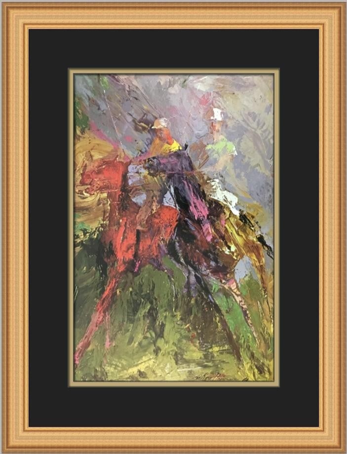 LeRoy Neiman Polo Custom Framed Print 1974 Expressionism Art (1 of 2)