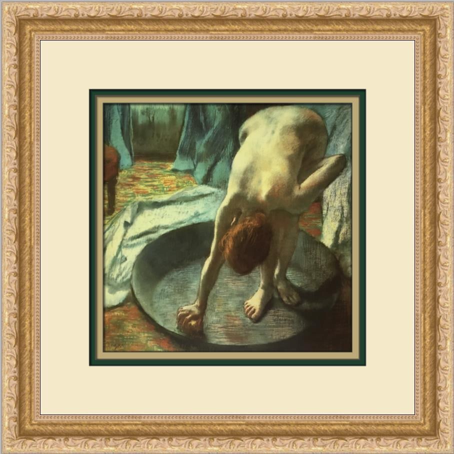 Edgar Degas The Tub Custom Framed Print 14x14 Impressionist Art (1 of 2)
