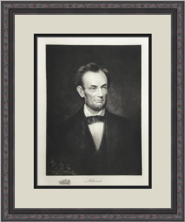Custom Framed Abraham Lincoln Etching 1800s Museum Quality (1 of 5)