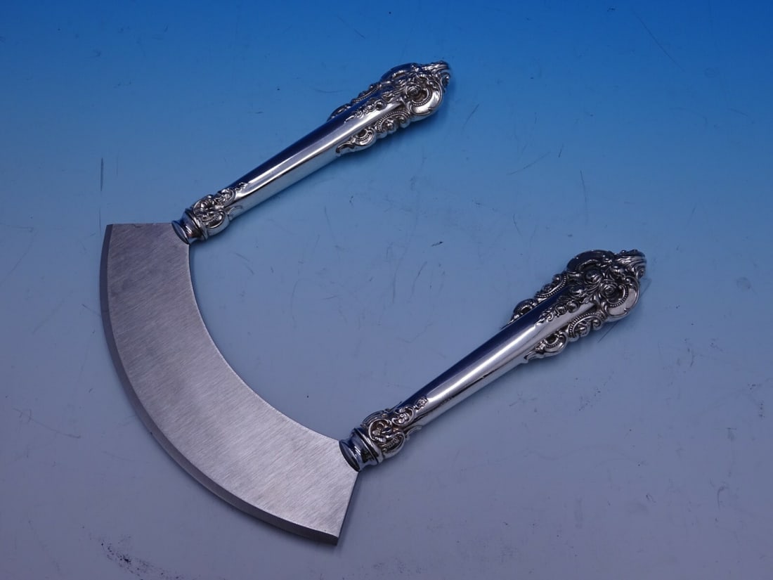 Wallace Grande Baroque Sterling Silver Mezzaluna Knife Custom Made 6 1/4" (1 of 4)