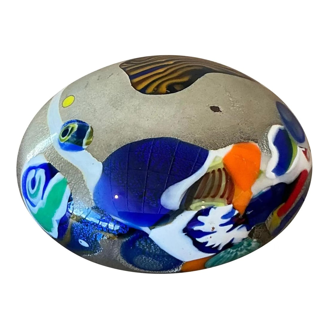 Venetian Art Glass Paperweight with Murrine and Avventurina Accents (1 of 8)