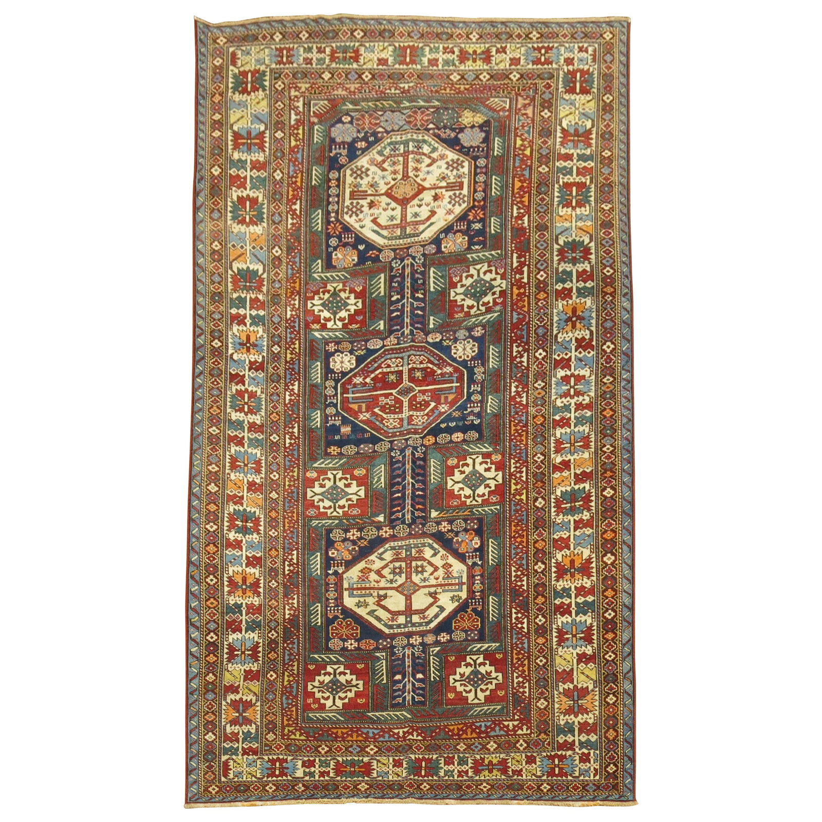 19th Century Tribal Antique Shirvan Rug Wool Hand-Woven Caucasus 4'8 x 8 (1 of 9)