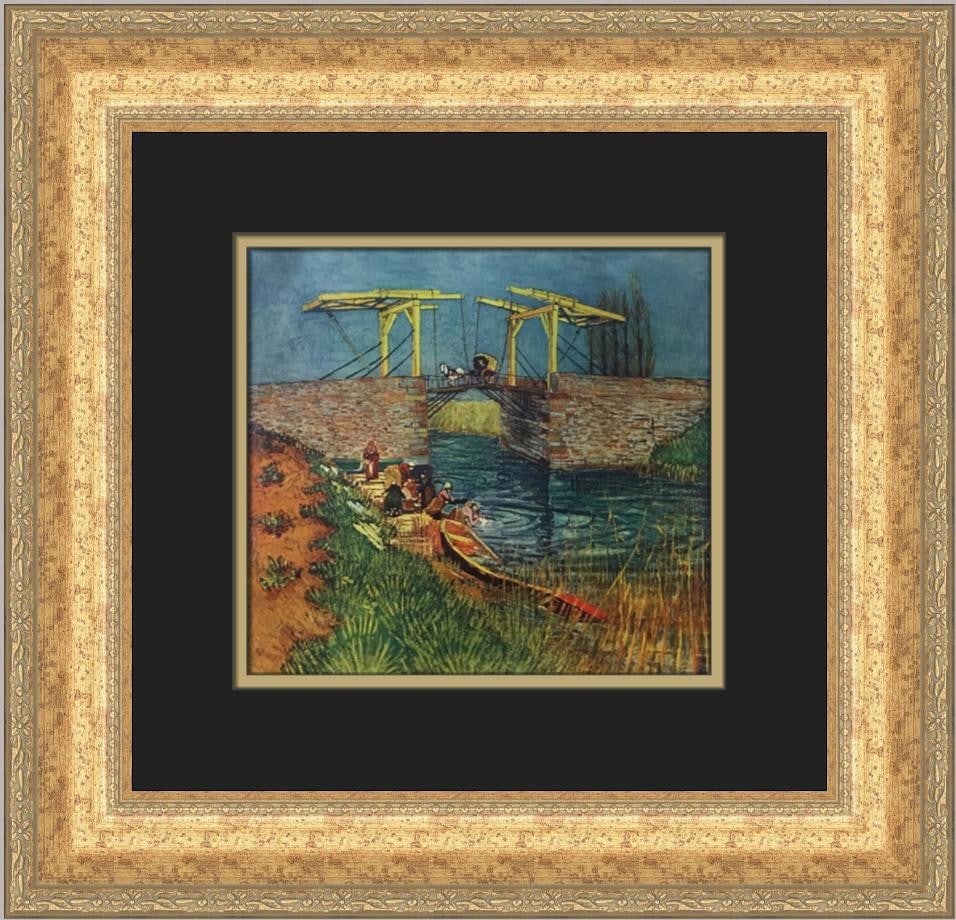 Vincent Van Gogh Drawbridge In Arles Custom Framed Print 18x17: Vincent Van Gogh Drawbridge In Arles Custom Framed Print 18x17 This stunning custom framed print captures Vincent Van Gogh's iconic artwork, "Drawbridge In Arles." Measuring 18 in x 17 in overall, thi