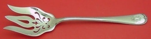 Gorham Newcastle Sterling Silver Salad Serving Fork 10.5" Pierced Monogrammed (1 of 2)