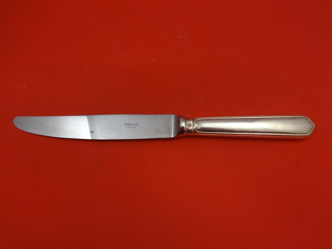 Ercuis Contours Sterling Silver Dinner Knife 9.75 Inch: Ercuis Contours Sterling Silver Dinner Knife 9.75 Inch This exquisite dinner knife from the Contours by Ercuis collection features a sleek design with a sterling silver hollow handle and a durable sta
