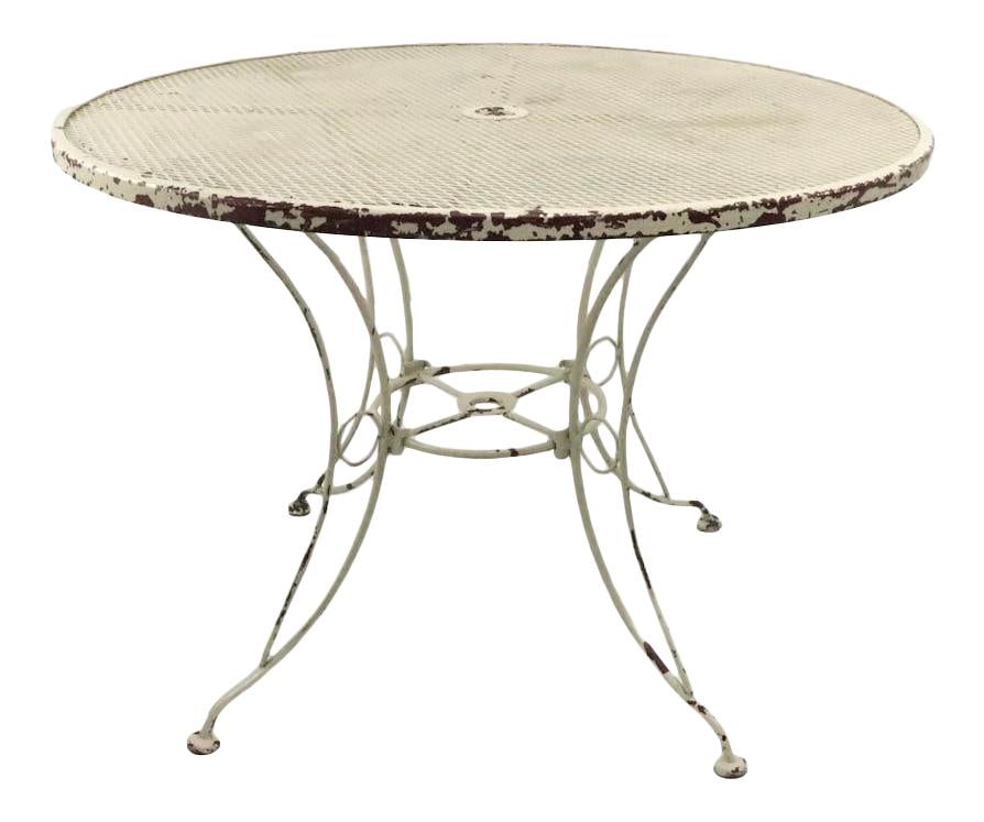 Woodard Style Wrought Iron Patio Garden Table 42in White Finish (1 of 7)