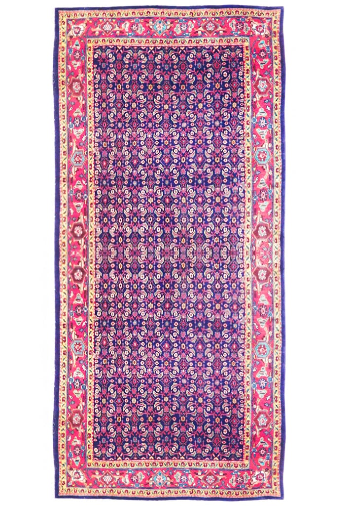 5 x 10.4 Indigo Purple Handcrafted Persian Herati Runner: 5 x 10.4 Indigo Purple Handcrafted Persian Herati Runner Free continental US Shipping Discover the timeless elegance of this handcrafted 5' x 10' 4" Indigo Purple Semi-Antique Persian Herati Runner. M