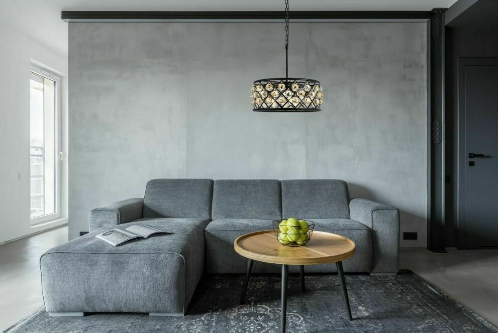 Madison 5 Light Crystal Ball Chandelier Matte Black Golden Teak 20 Inch: Madison 5 Light Crystal Ball Chandelier Matte Black Golden Teak 20 Inch This modern chandelier features a matte black frame adorned with golden teak royal cut crystal balls, creating a striking and el