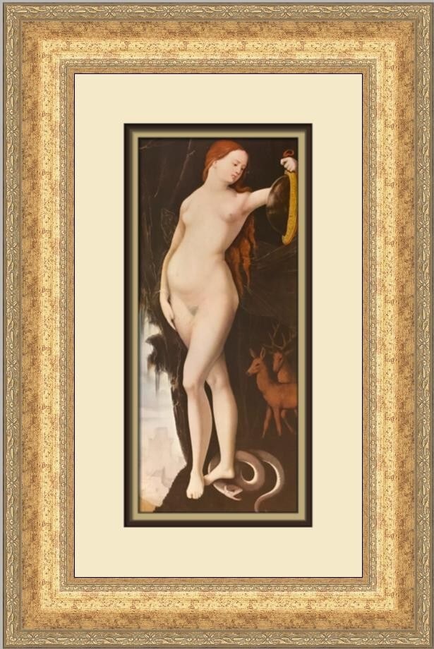 Hans Baldung-Grien Vanitas Custom Framed Art Print 1983: Hans Baldung-Grien Vanitas Custom Framed Art Print 1983 This striking custom framed print, titled "Vanitas," features the work of renowned artist Hans Baldung-Grien. Measuring 14 inches in width and 1