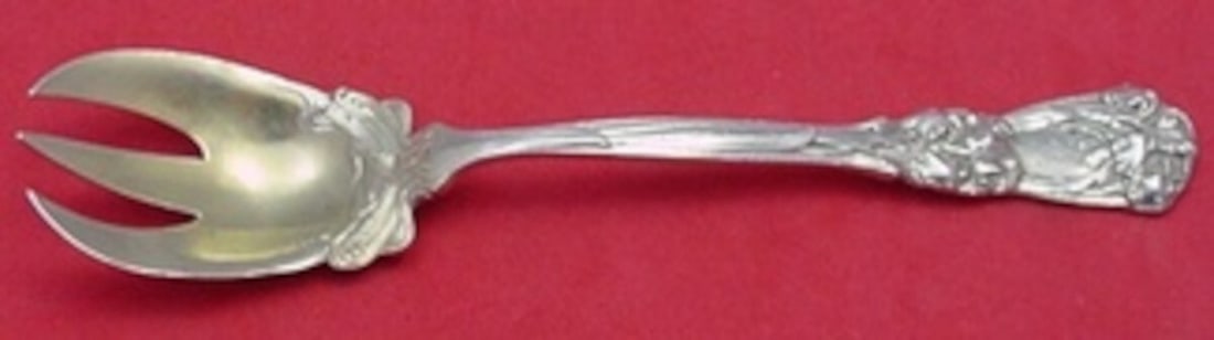 Durgin-Gorham Iris Sterling Silver Ice Cream Fork 5 3/4" Monogrammed: Durgin-Gorham Iris Sterling Silver Ice Cream Fork 5 3/4" Monogrammed This exquisite ice cream fork is part of the Iris pattern by Durgin-Gorham, crafted from sterling silver. Measuring 5 3/4 inches, i